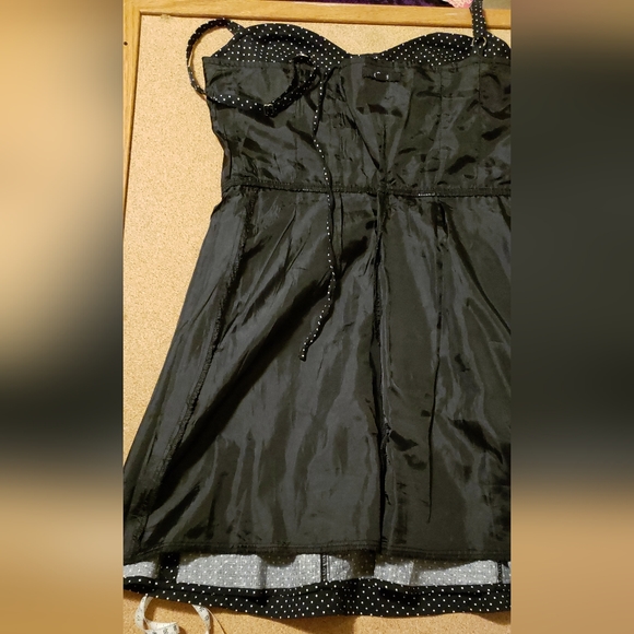 Selé black w/ white polka dot rockabilly pin up dress size Medium M - Picture 5 of 14